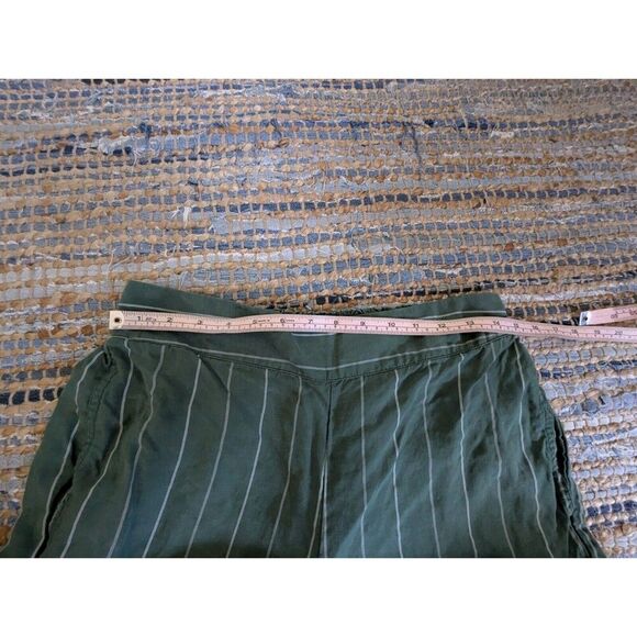Coldwater Creek Wide Leg 12 Linen Blend Pants Pistachio Green Pinstriped - Picture 7 of 9